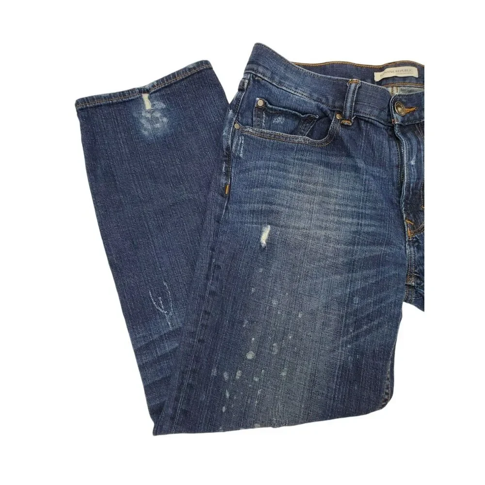 Banana Republic Womens 30 Boyfriend‎ Distressed Blue Jeans